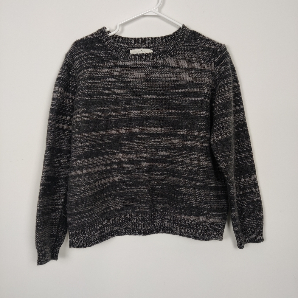 Held in Common Women's Heathered Black Cropped Sweater Cotton Wool Sz Med Large